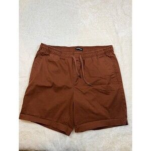 Express Chino Shorts Mens Brown LARGE Drawstring Above the knee Mid Rise Stretch